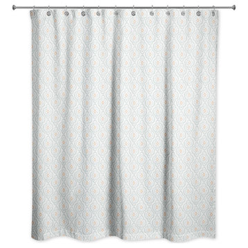 Blue Quatre on White 71x74 Shower Curtain