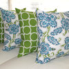 Riley Faxon And Linked Bay Green And White Outdoor Throw Pillows, Set of 4