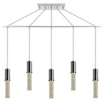 Woodbridge Lighting - Woodbridge Lighting Pixie 5-Light Linear Pendant, 42"L - The Pixie collection brings a magical touch to the room. As the name implies, the LED light emits glittering rays of light though a seedy clear crystal glass like magical pixie dust.