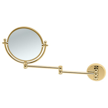 Swing Arm Wall Mirror, Polished Brass