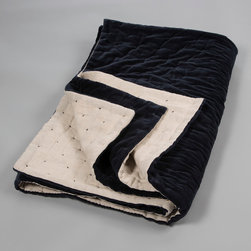 Velvet Linen Throw Navy - Throws
