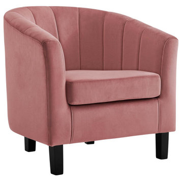 Zoey Dusty Rose Channel Tufted Performance Velvet Armchair