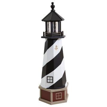 Outdoor Deluxe Wood and Poly Lumber Lighthouse Lawn Ornament, Cape Hatteras, 47 Inch, Standard Electric Light