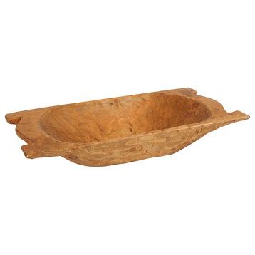 Eurotrenchy Deep Trencher Dough Bowl with Handles, Natural
