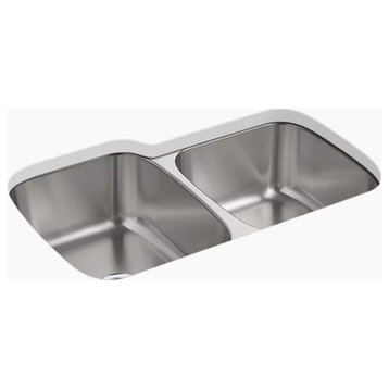 Kohler 31-1/2" Undermount Double Basin Stainless Steel Kitchen Sink