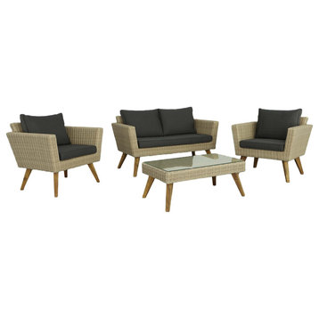 Malibu Outdoor Seating Set, Sand Beige/Dark Gray