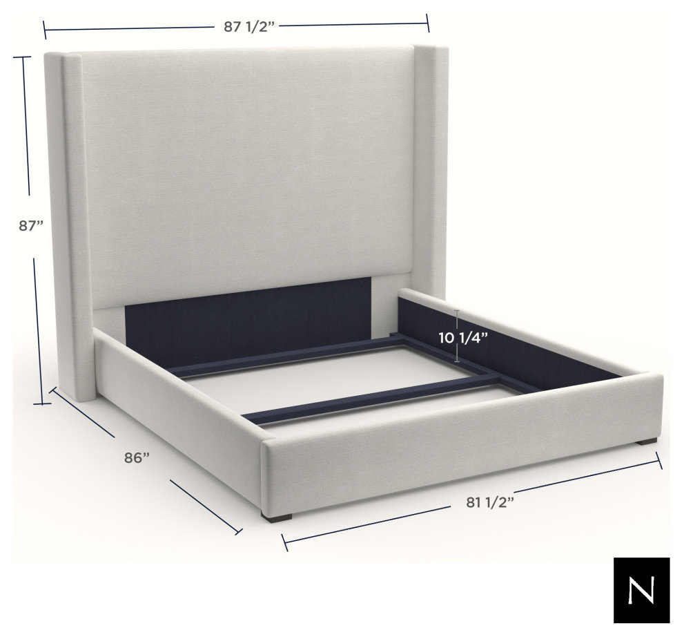 Nativa Interiors Aylet Vertical Channel Tufted Bed, Off White, King, High 87"