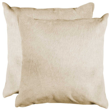 HomeRoots 18" x 18" x 5" Natural Torino Cowhide Pillow 2-Pack