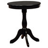 Linon Palmetto Round Wood Accent Table in Black
