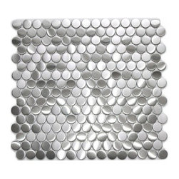 Eden Mosaic Tile Penny Round Pattern Mosaic Stainless Steel Tile EMT_056-SIL-SM - Mosaic Tile