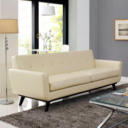 Engage Bonded Leather Sofa in Beige by East End Imports - Sofas