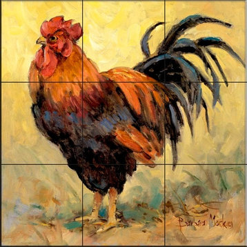 Tile Mural, Rooster Rules Ii by Barbara Mock