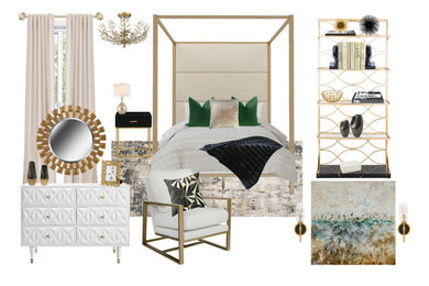 Trendy bedroom photo in Dallas