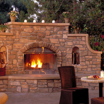 Rustic Stone Outdoor Fireplace