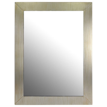 Rectangular Wall Mirror Champagne Silver Frame Finish 24" X 33" X 2"