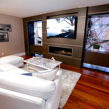 Custom Entertainment Unit - Marble back lit LED panels