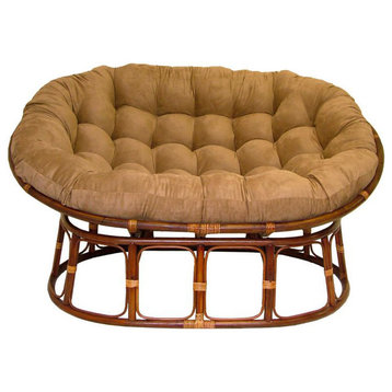 65"x48" Solid Micro Suede Double Papasan Cushion, Camel