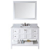 Virtu Winterfell 48" Single Bathroom Vanity, White With Marble Top, Mirror
