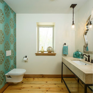 75 Beautiful Green Powder Room With Laminate Countertops Pictures