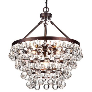 Clarus 5-Light Antique Copper Finish Four Tier Crystal Chandelier Glam Lighting