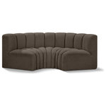 Meridian Furniture - Arc Boucle Fabric Upholstered 3-Pc. Inward Curved Modular Sectional, Brown - Give your living room or den the perfect blend of style and versatility with this Arc boucle fabric curved modular Sectional. Part of the Arc modular furniture collection, this Sectional comes upholstered in rich brown boucle fabric and features deep channel tufting that adds a touch of luxury while enhancing comfort and support. A seamless combination of form and function, this chair can be used with other Arc pieces to create a myriad of configurations in your well-curated room.
