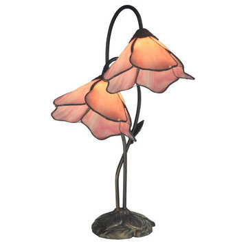 Poelking 2-Light Pink Lily Table Lamp