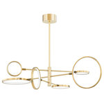 Hudson Valley Lighting - Saturn 6-Light LED Chandelier, Aged Brass, Matte White Glass and Metal Shade - Features:
