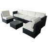 7-Piece Cozy Black Wicker Patio Sectional Outdoor Sofa Furniture Set