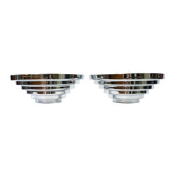 Art Deco Style Chrome Sconces (2) - SOLD - Wall Sconces