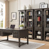 Alois Distressed Gray Office Desk With Storage Cabinets & Drawers