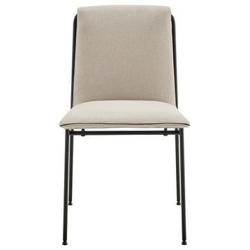 Ludvig Side Chair, Tan Fabric With Black Steel Legs- Set of 2