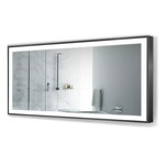 Krugg - LED Lighted Bathroom Frame Mirror With Defogger, Black, 60"x30" - Illuminate your bathroom in luxury and sophistication with the mirror while you prep and pamper yourself for the day. With a versatile size, this LED bathroom mirror fits above many styles and scopes of vanities, sinks and spaces. An integrated LED provides 50,000 hours of light and a built-in defogger mechanism ensures a clear reflection every time.