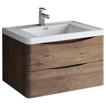 Fresca Tuscany 32" Modern Wood Bathroom Cabinet with Integrated Sink in Brown