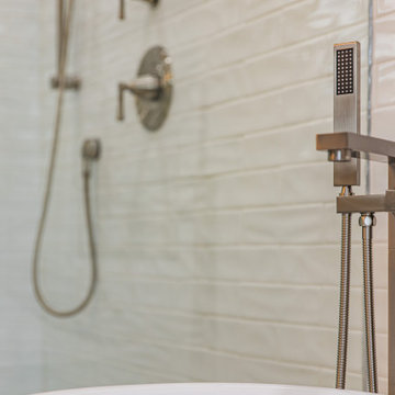 Master bathroom remodel in Ashburn, VA with walk in shower & double vanities