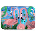 Mary Gifts By The Beach - Flamingo Party Plush Bath Mat, 20"x15" - Bath mats from my original art and designs. Super soft plush fabric with a non skid backing. Eco friendly water base dyes that will not fade or alter the texture of the fabric. Washable 100 % polyester and mold resistant. Great for the bath room or anywhere in the home. At 1/2 inch thick our mats are softer and more plush than the typical comfort mats.Your toes will love you.