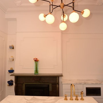 Calacatta Gold Marble & White Cabinets
