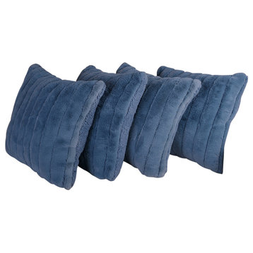 Super Mink Throw Pillow Covers, Set of 4, Blue Mirage, 20''x20''