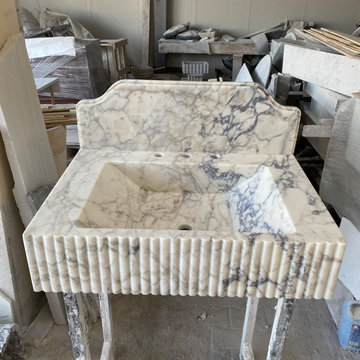 Viola Marble Powder Room Vanity with Fluted Handcrafted Design