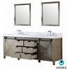 84 Inch Ash Gray Double Sink Bathroom Vanity Barndoors, White Quartz, Farmhouse