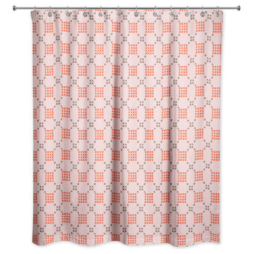 Pink Cross-Stitch Printed Pattern Shower Curtain