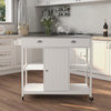 Contemporary Kitchen Cart, Grooved Door With Side Open Shelves, White/Brown