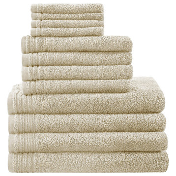 510 Design Big Bundle Antimicrobial 12-Piece Bathroom Towel Set, Beige
