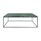 Gleam Rectangular Coffee Table, Green Marble, Black Feet