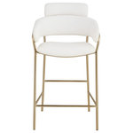 Meridian Furniture - Yara Beige Velvet Upholstered Counter Stool, Cream - Mosey up to the counter and have a seat on this Yara vegan leather counter stool. Designed with an ultra modish look that's ideal for contemporary and modern decor, this counter stool comes upholstered in soft cream vegan leather for a look that wows from every angle. The luxurious fabric feels sleek and soft against the skin while the iron metal frame and brushed brass finish lends elegance and durability to the stool's overall design.