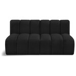Meridian Furniture - Arc Boucle Fabric Upholstered 2-Pc. Modular Sofa, Black - Give your living room or den the perfect blend of style and versatility with this Arc boucle fabric curved modular Sectional. Part of the Arc modular furniture collection, this Sectional comes upholstered in rich black boucle fabric and features deep channel tufting that adds a touch of luxury while enhancing comfort and support. A seamless combination of form and function, this chair can be used with other Arc pieces to create a myriad of configurations in your well-curated room.
