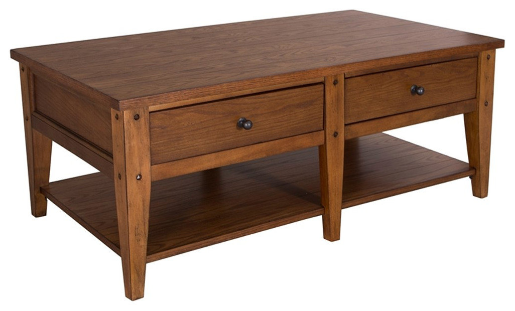 Lake House Medium Brown 3 Piece Set (1-Cocktail 2-End Tables)
