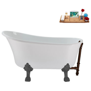 51'' Streamline NAA372BGM-ORB Soaking Clawfoot Tub and Tray with External Drain