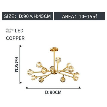 Rama Copper Branch Chandelier, Diameter 36" - 12 Lights