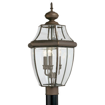 Sea Gull Lighting 3-Light Outdoor Post Lantern, Bronze