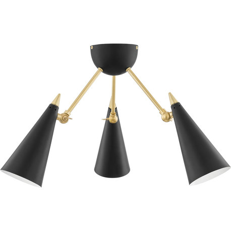 Moxie Semi Flush - Aged Brass, Black, Soft Black